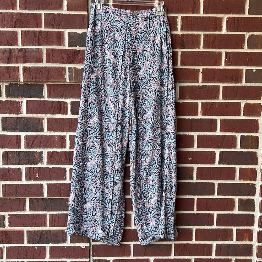 Jayden women’s printed wide leg rayon pants w/ pockets &a side zipper